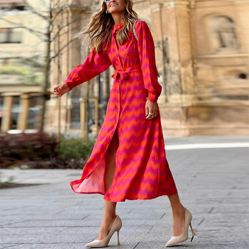 Zomerse Damesjurk Met Symmetrische Print – Luchtige Midi-Jurk Voor Zonnige Dagen En Avonden