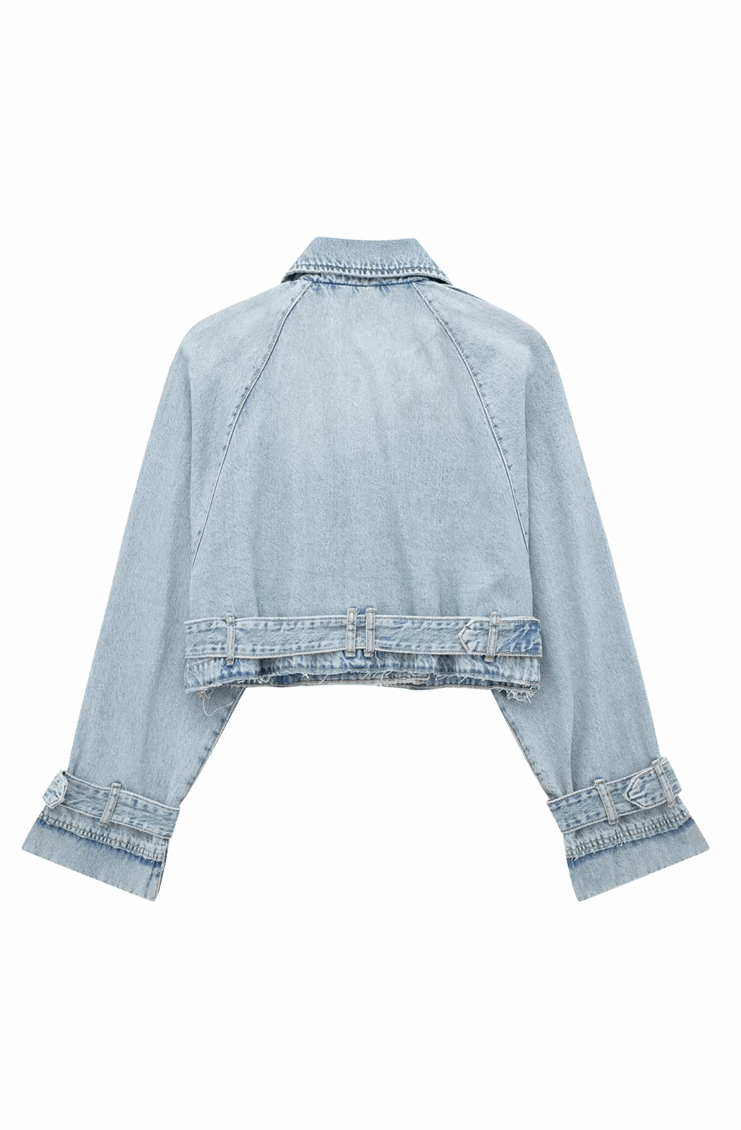 Cropped Denim Trenchcoat Met Gespen – Edgy Korte Spijkerjas Voor Lente En Zomer