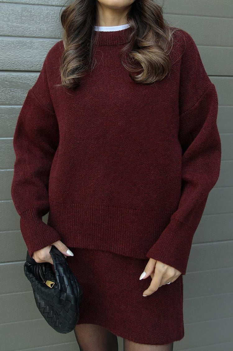 Gebreide Trui-Rok Set Voor Dames – Warme Stof, Comfort Fit & Herfststijl