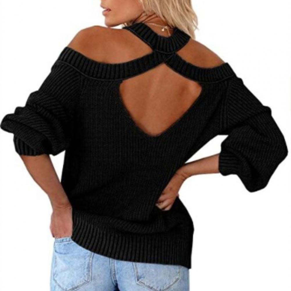 Gebreide Trui Met Asymmetrische Halslijn – Trendy Off-Shoulder Stijl Voor Herfst & Winter