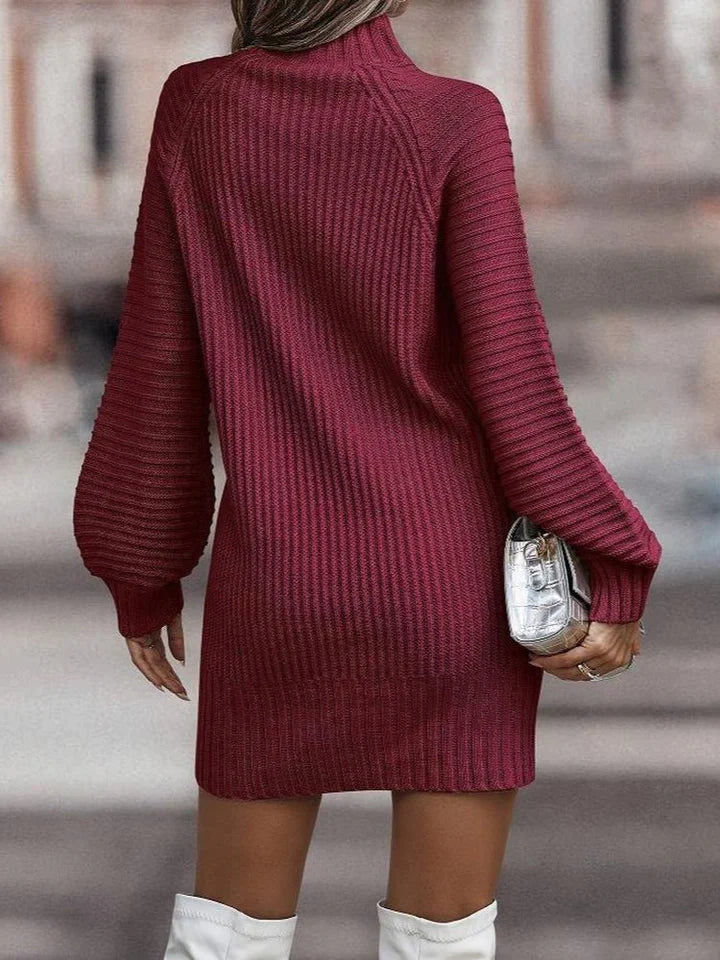 Gebreide Sweaterjurk Met Col En Ballonmouwen – Cosy Chic Voor Frisse Dagen