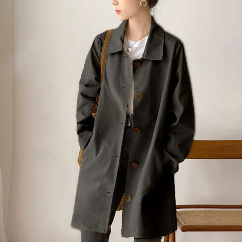 Lange Damesjas Met Knoopsluiting – Stijlvolle Lichtgewicht Trenchcoat Voor Lente & Herfst In Meerdere Kleuren