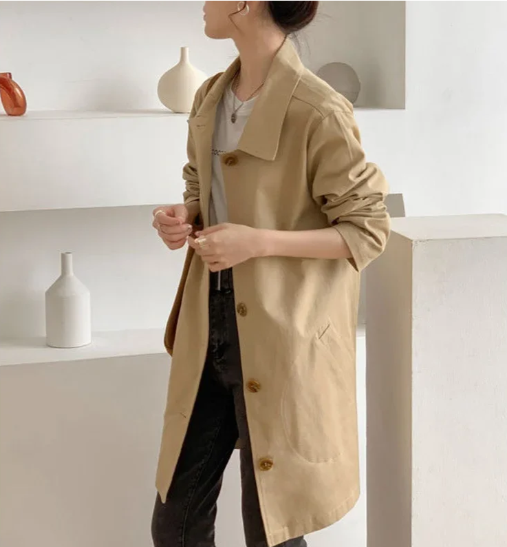 Lange Damesjas Met Knoopsluiting – Stijlvolle Lichtgewicht Trenchcoat Voor Lente & Herfst In Meerdere Kleuren