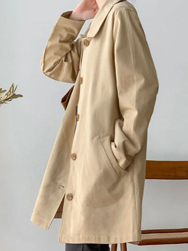 Lange Damesjas Met Knoopsluiting – Stijlvolle Lichtgewicht Trenchcoat Voor Lente & Herfst In Meerdere Kleuren