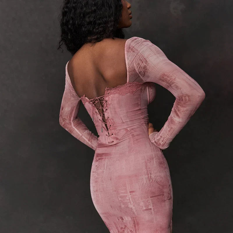 Strakke Damesjurk Met Mesh-Effect – Bodycon Model Met Elegante Allure