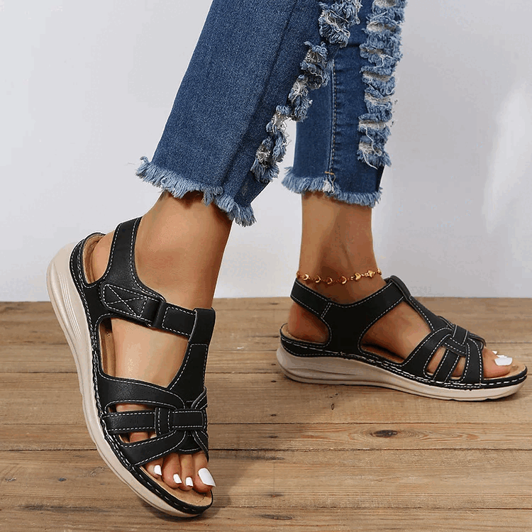 Dames Sandaal Met Gesloten Hiel – Ademend Loopcomfort & Klittenbandsluiting – Voorjaar & Zomer