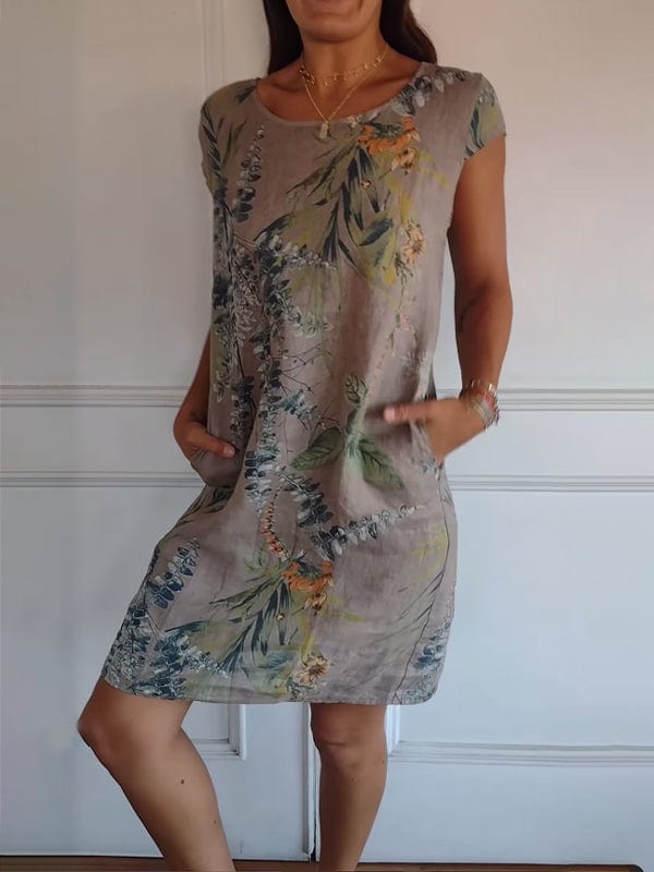 Dames Zomerjurk Met Tropische Print En Zakken – Lente, Zomer En Vakantie