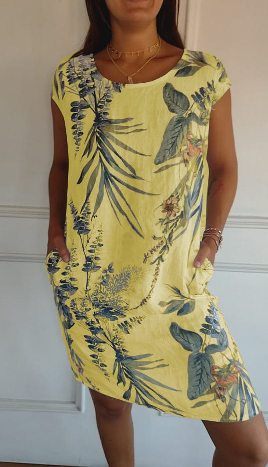 Dames Zomerjurk Met Tropische Print En Zakken – Lente, Zomer En Vakantie