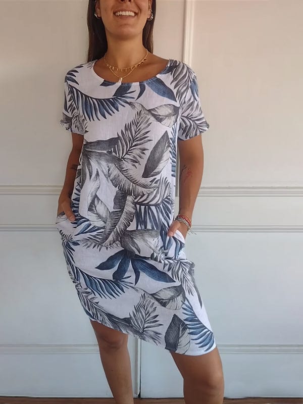 Dames Zomerjurk Met Tropische Print En Zakken – Lente, Zomer En Vakantie