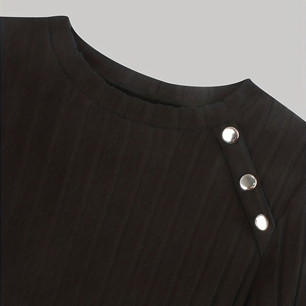 Dames Ribgebreide Bodycon Jurk Met Lange Mouwen En Ronde Hals – Voor Herfst, Winter En Lente
