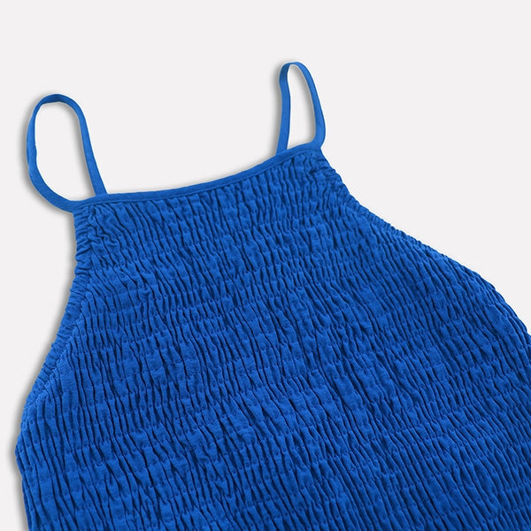 Maxi Zomerjurk Met Gesmokte Top En Halternek – Elegantie Met Een Casual Twist