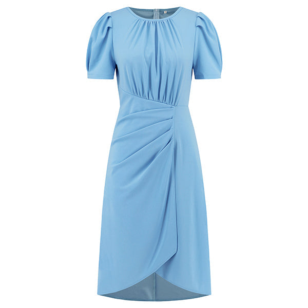 Elegante Midi-Jurk Met Pofmouwen En Overslagrok – Vrouwelijk En Flatterend In Elke Situatie