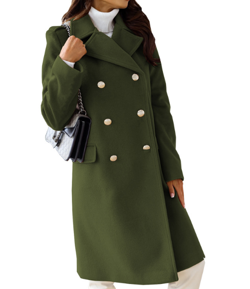 Luxe Double-Breasted Trenchcoat Met Gouden Knopen – Iconische Statement Jas Voor Herfst En Lente