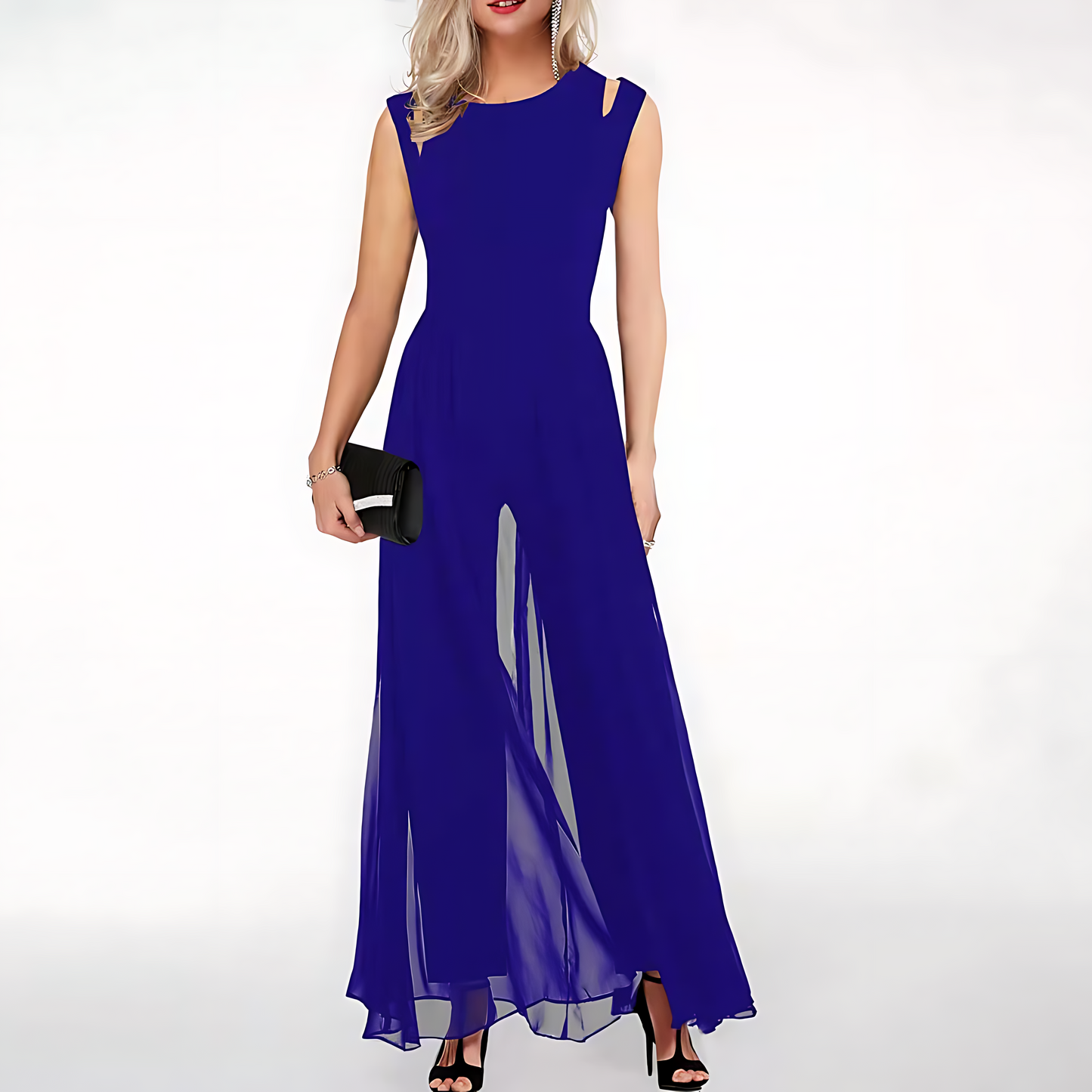 Elegante Zwarte Dames Jumpsuit Met Transparante Broek – Voorjaar, Zomer En Herfst