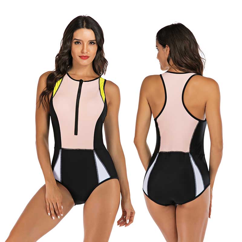 Badpak Voor Dames – Hoge Hals, Ritsdetail & Volledig Gevoerd Voor Zomercomfort