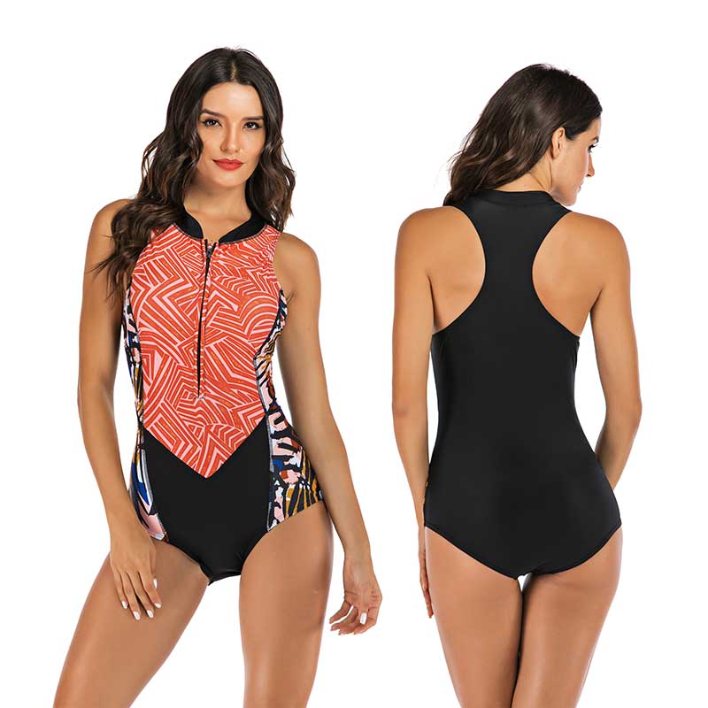 Badpak Voor Dames – Hoge Hals, Ritsdetail & Volledig Gevoerd Voor Zomercomfort