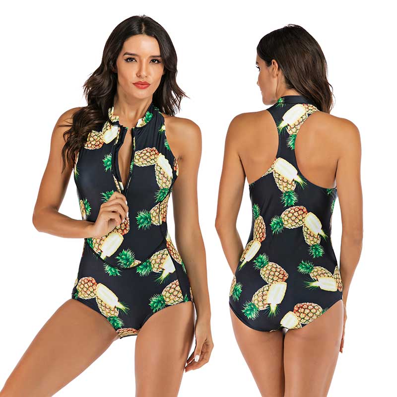 Badpak Voor Dames – Hoge Hals, Ritsdetail & Volledig Gevoerd Voor Zomercomfort