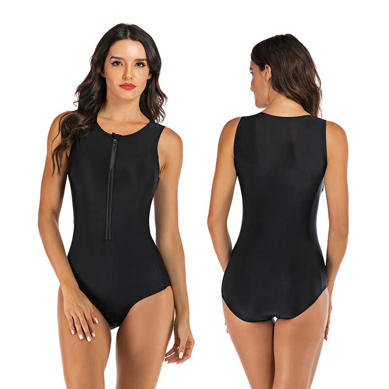 Badpak Voor Dames – Hoge Hals, Ritsdetail & Volledig Gevoerd Voor Zomercomfort