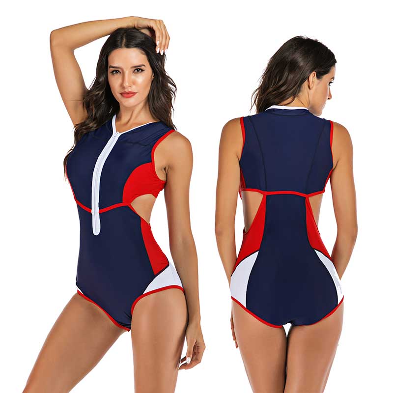 Badpak Voor Dames – Hoge Hals, Ritsdetail & Volledig Gevoerd Voor Zomercomfort