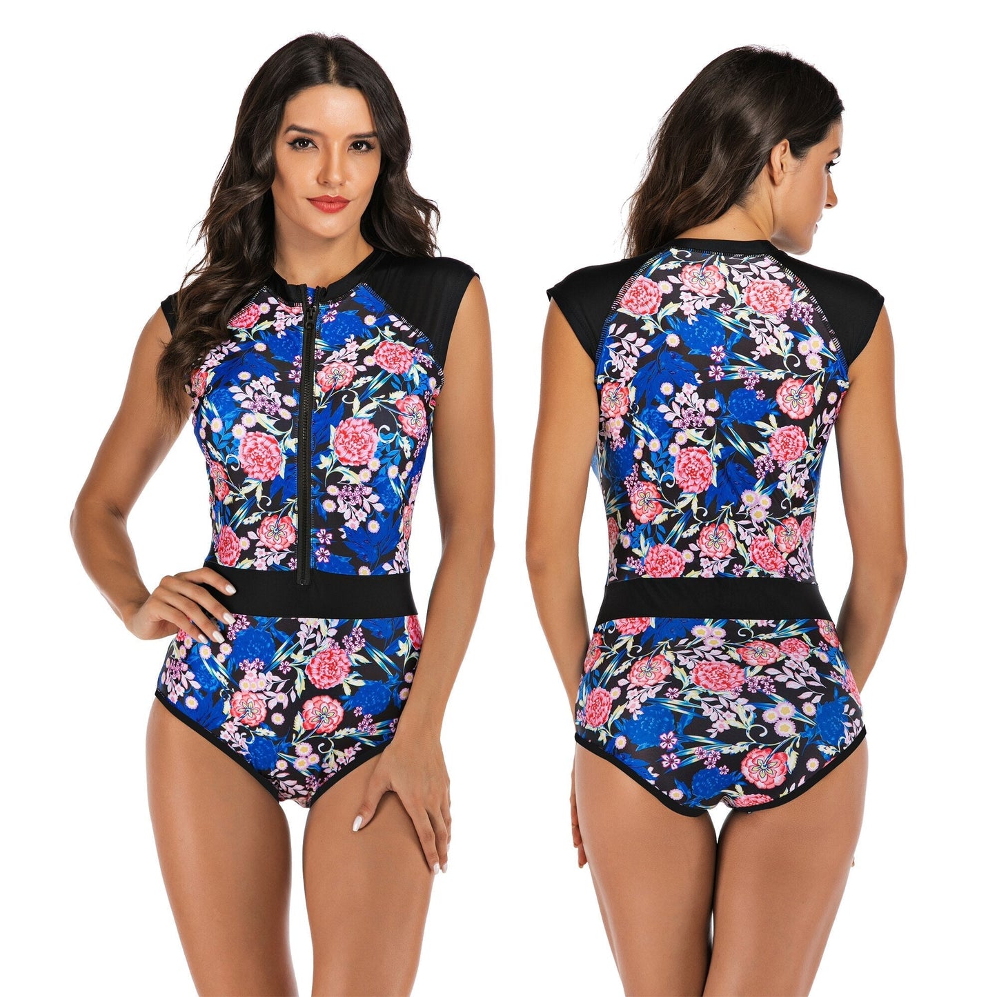 Badpak Voor Dames – Hoge Hals, Ritsdetail & Volledig Gevoerd Voor Zomercomfort