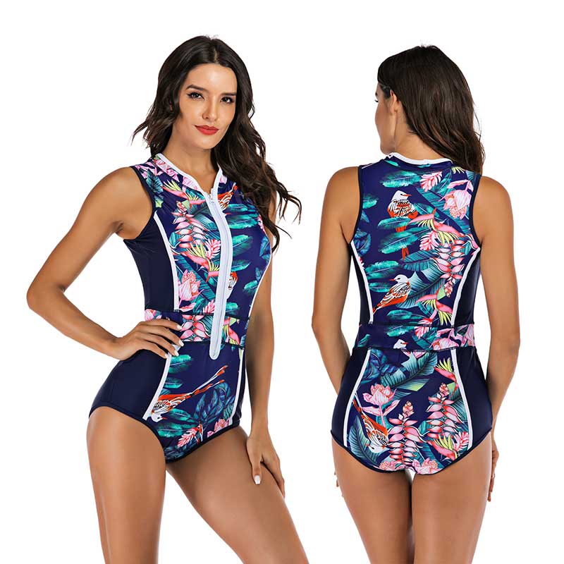 Badpak Voor Dames – Hoge Hals, Ritsdetail & Volledig Gevoerd Voor Zomercomfort