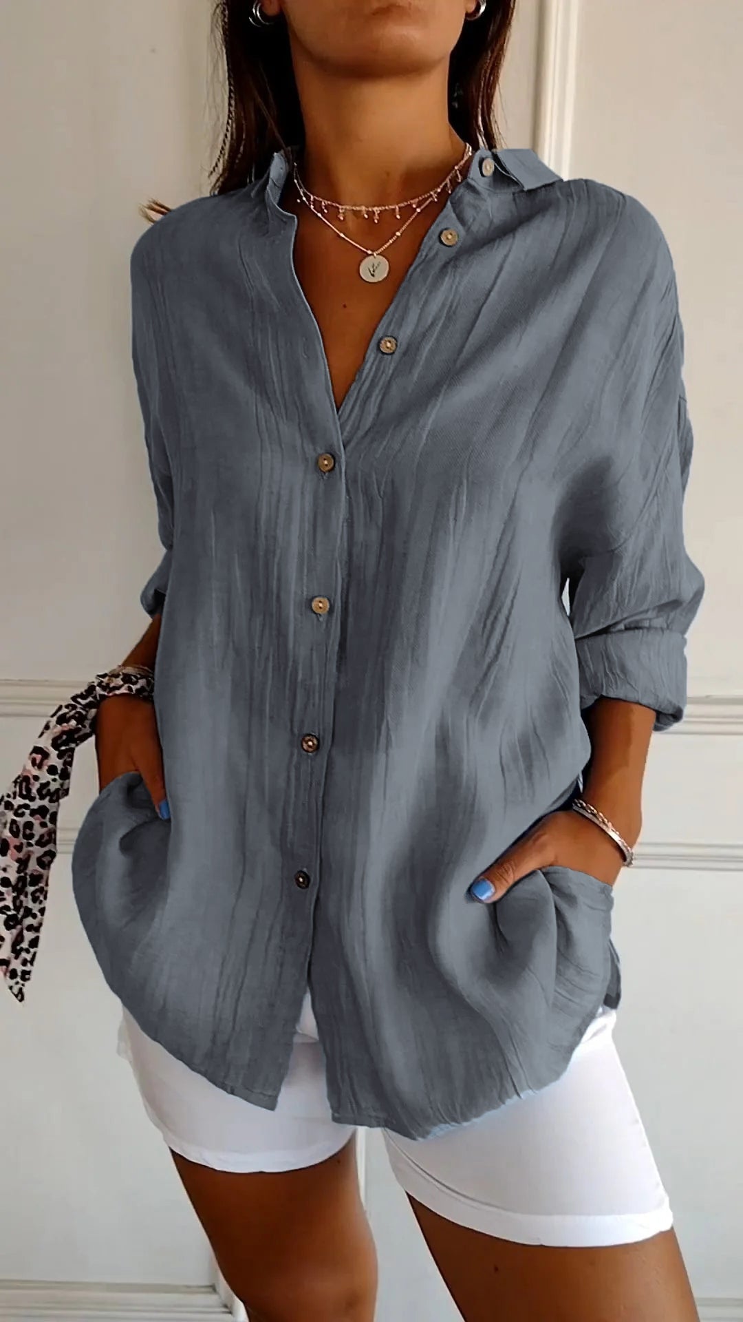 Casual Damesblouse Met Knopen – Voor Lente, Zomer En Herfst