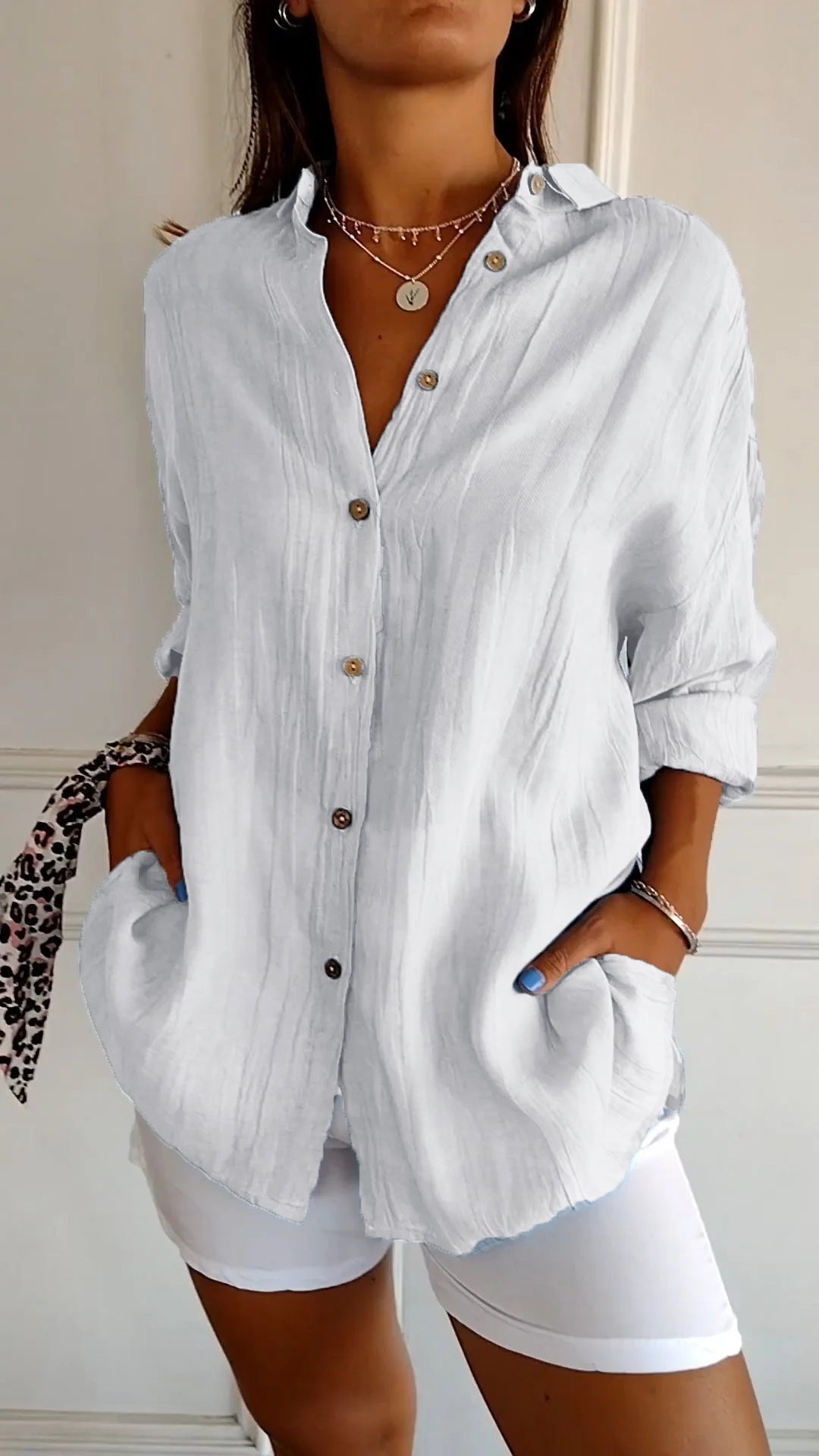 Casual Damesblouse Met Knopen – Voor Lente, Zomer En Herfst