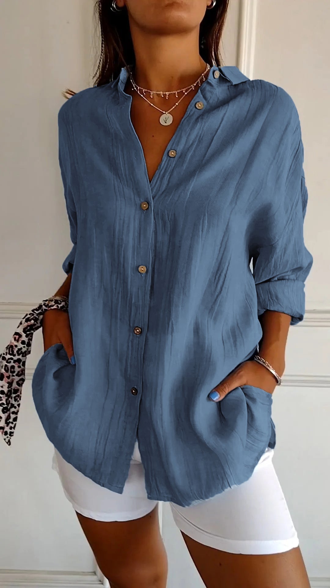 Casual Damesblouse Met Knopen – Voor Lente, Zomer En Herfst