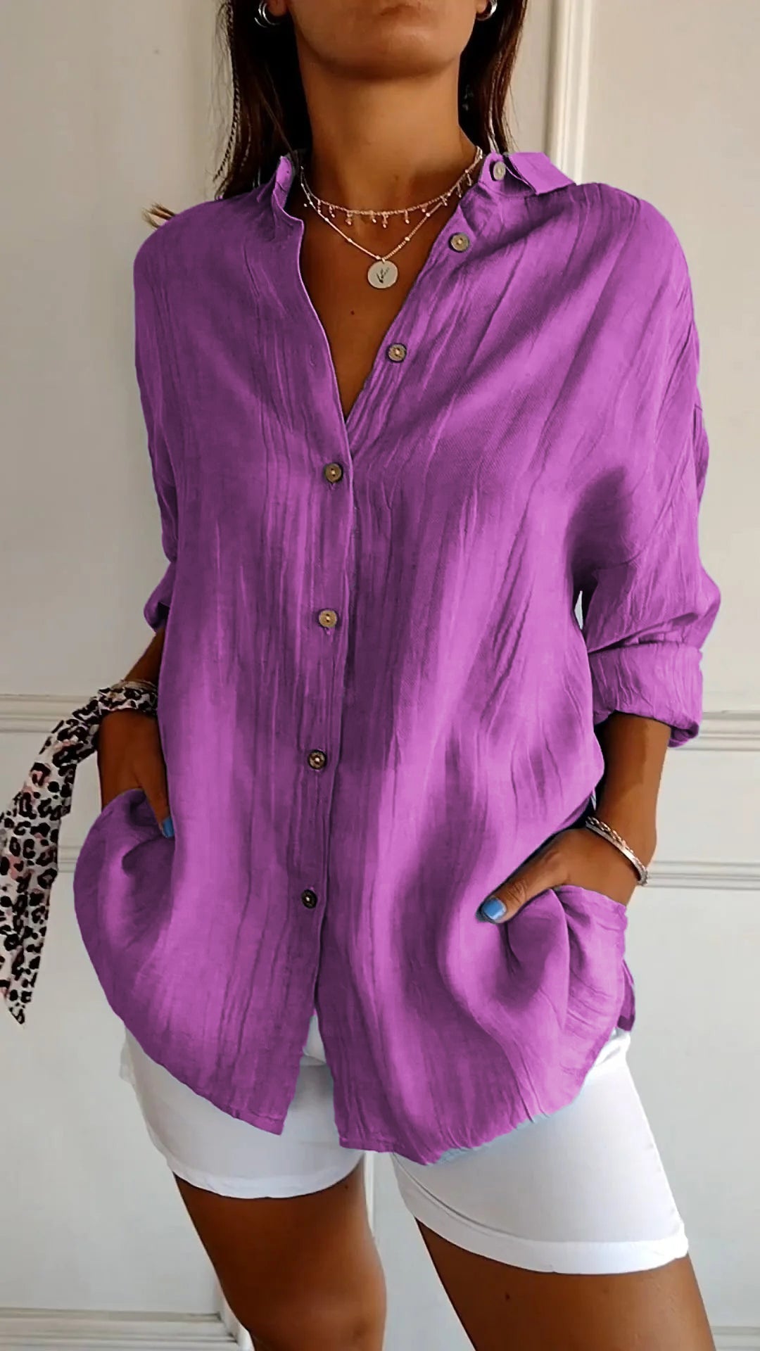 Casual Damesblouse Met Knopen – Voor Lente, Zomer En Herfst