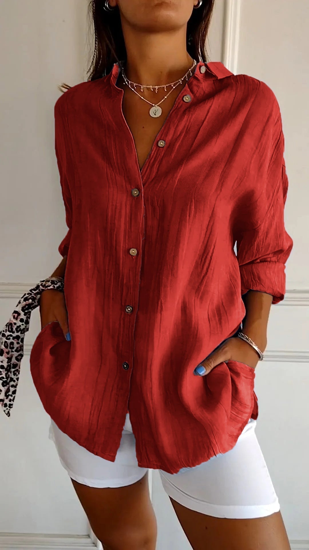 Casual Damesblouse Met Knopen – Voor Lente, Zomer En Herfst