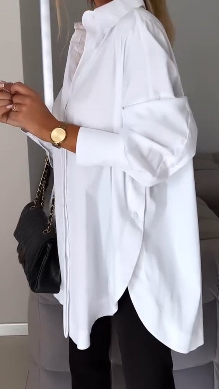 Dames Tuniekblouse Met Kraag En Lange Mouwen – Ideaal Voor Lente, Zomer En Herfst