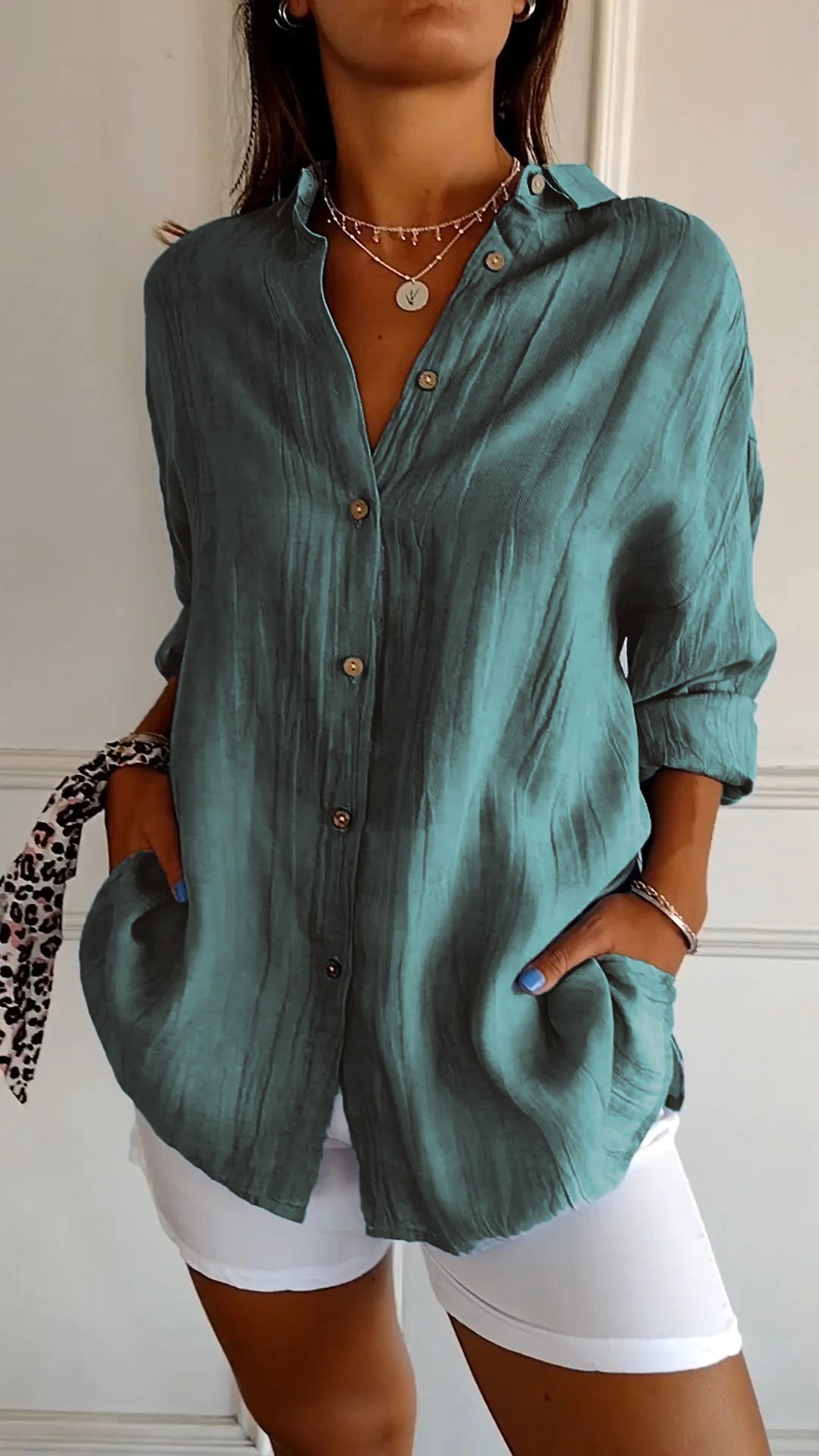 Casual Damesblouse Met Knopen – Voor Lente, Zomer En Herfst
