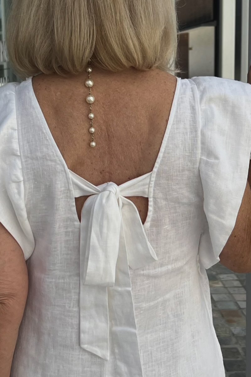 Linnen Damesjurk Met V-Hals En Kapmouw – Luchtige Midi Zomerjurk Met Casual Elegantie