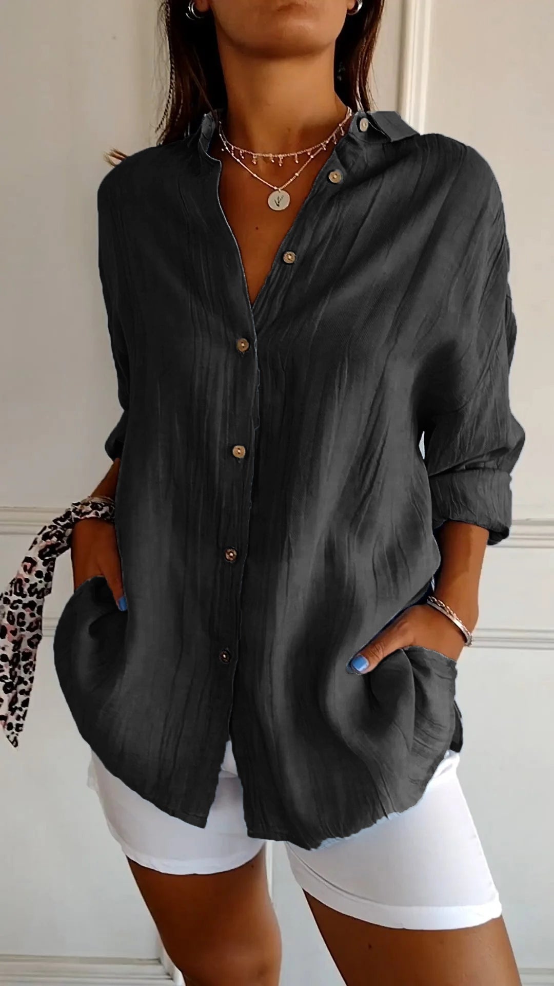 Casual Damesblouse Met Knopen – Voor Lente, Zomer En Herfst