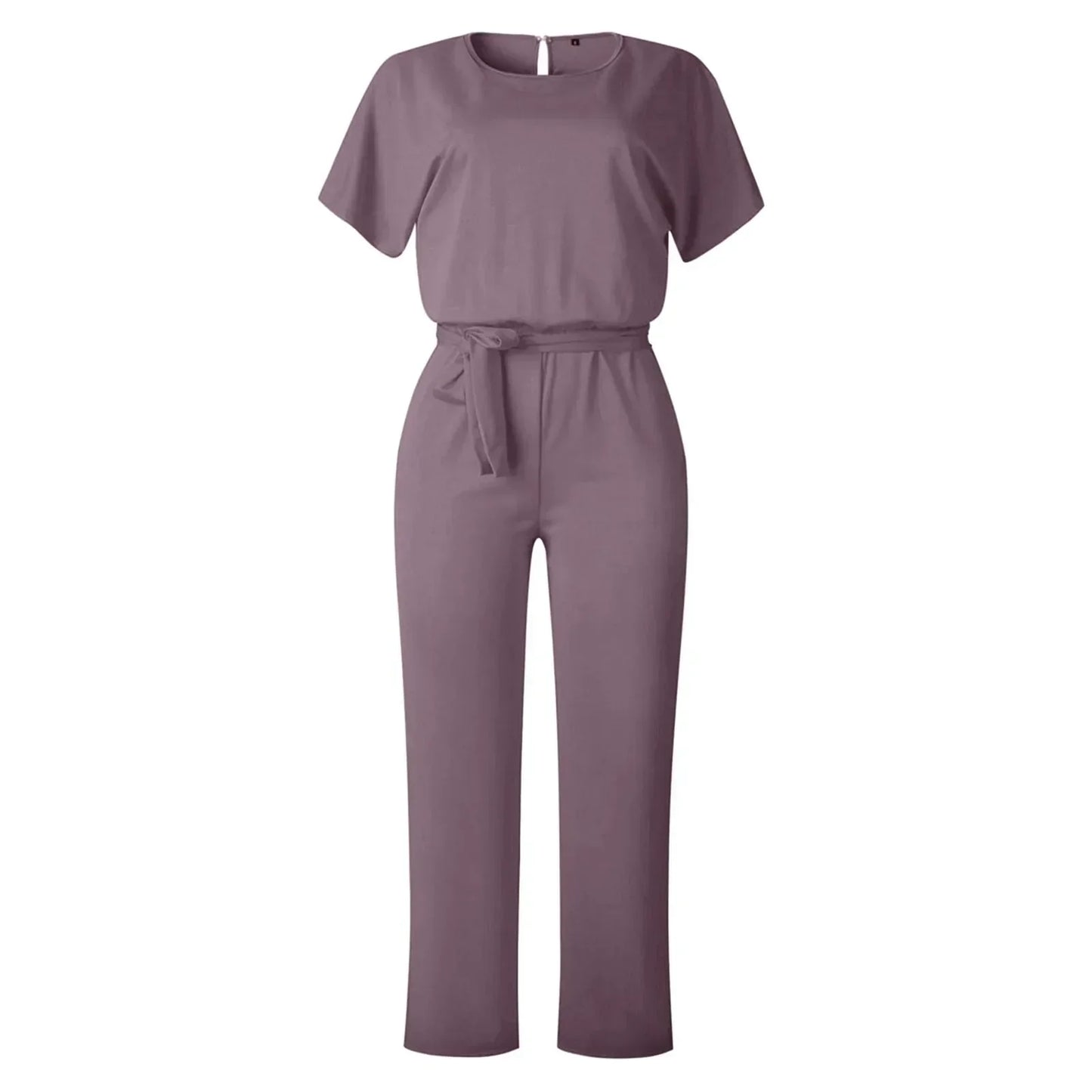 Chique Dames Jumpsuit – Elegante Wide Leg Jumpsuit Met Ceintuur En Boothals