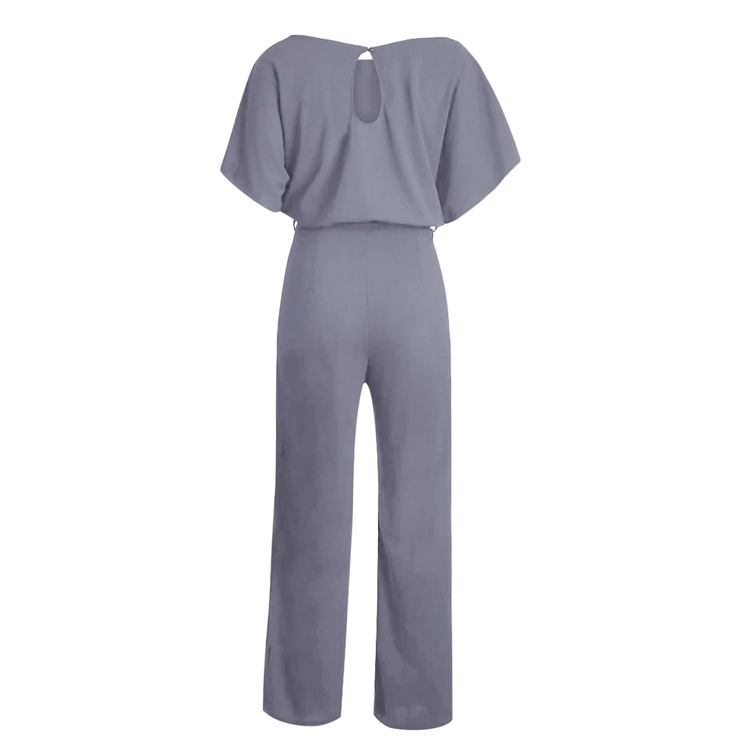 Chique Dames Jumpsuit – Elegante Wide Leg Jumpsuit Met Ceintuur En Boothals