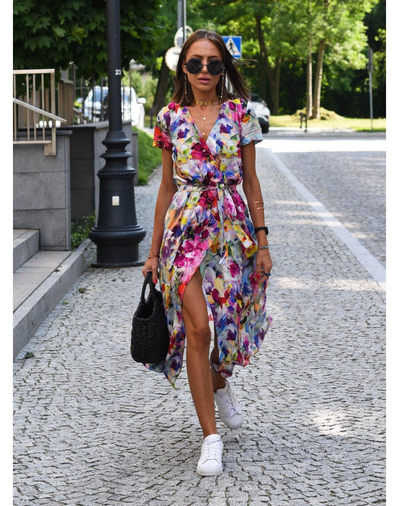 Dames Wikkeljurk Met Bloemenprint En Ceintuur – Lente, Zomer En Citywear