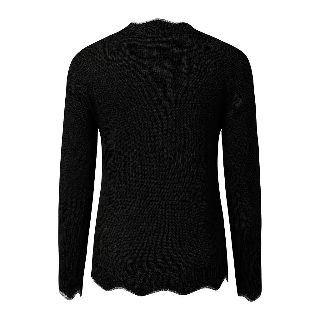 Zachte Damestrui Met Geschulpte V-Hals – Cosy-Chic Herfsttrui Met Speels Detail