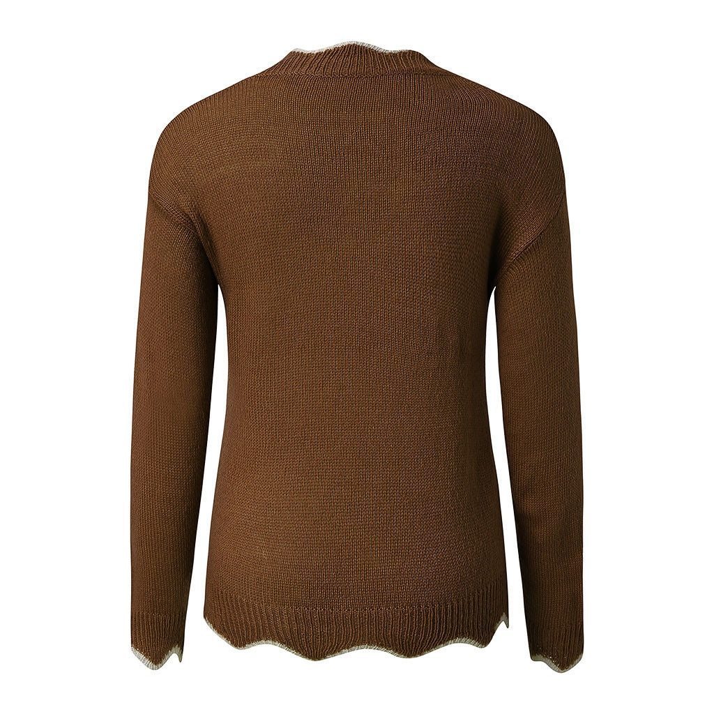 Zachte Damestrui Met Geschulpte V-Hals – Cosy-Chic Herfsttrui Met Speels Detail
