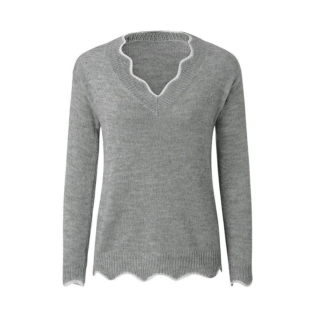 Zachte Damestrui Met Geschulpte V-Hals – Cosy-Chic Herfsttrui Met Speels Detail