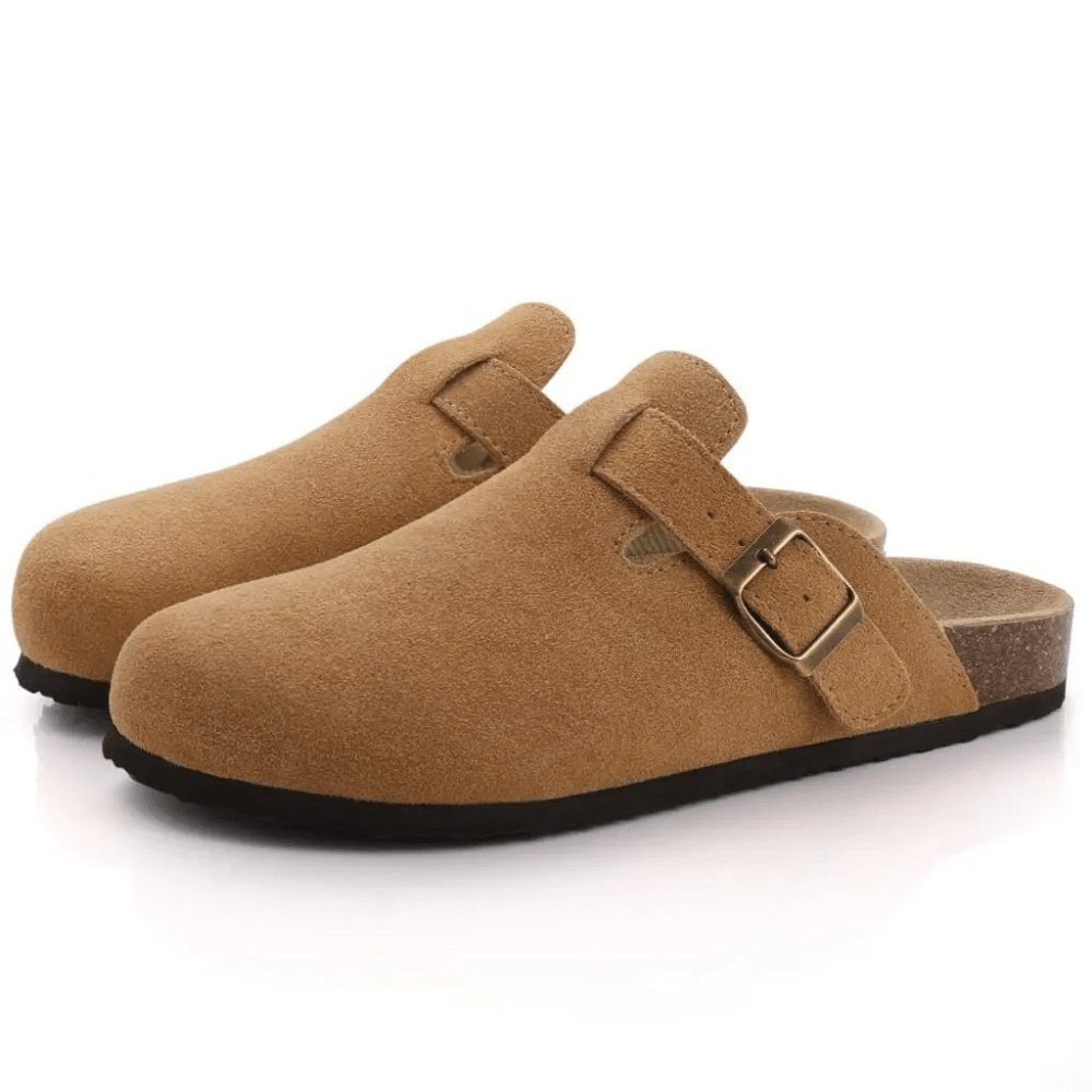 Instapper voor dames – suède look – camel – los product – voorjaar & zomer