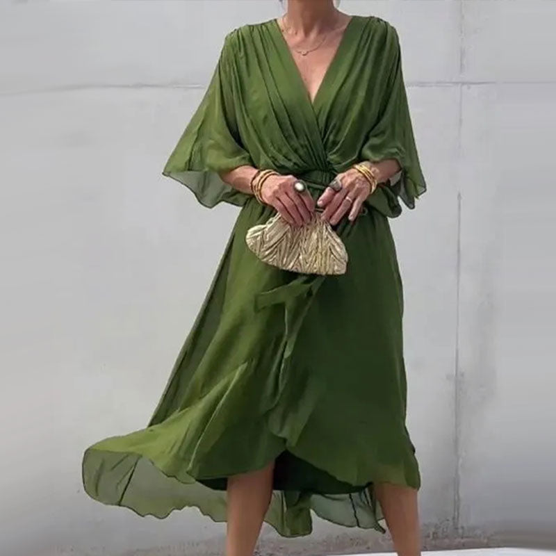 Elegante Midi-Jurk Met Strikdetail – Vrouwelijk En Luchtig Met Een Flatterende Pasvorm