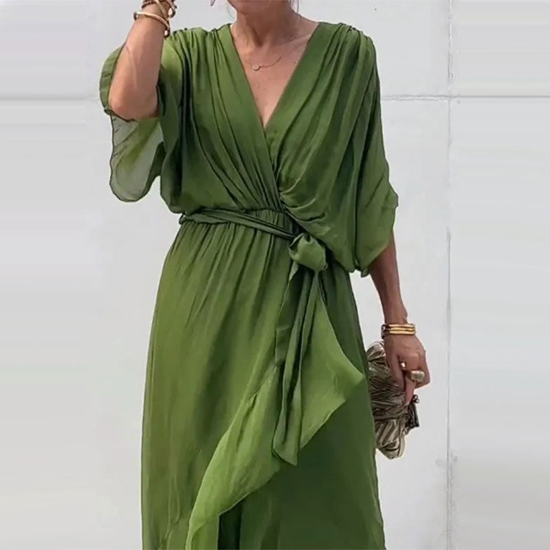 Elegante Midi-Jurk Met Strikdetail – Vrouwelijk En Luchtig Met Een Flatterende Pasvorm