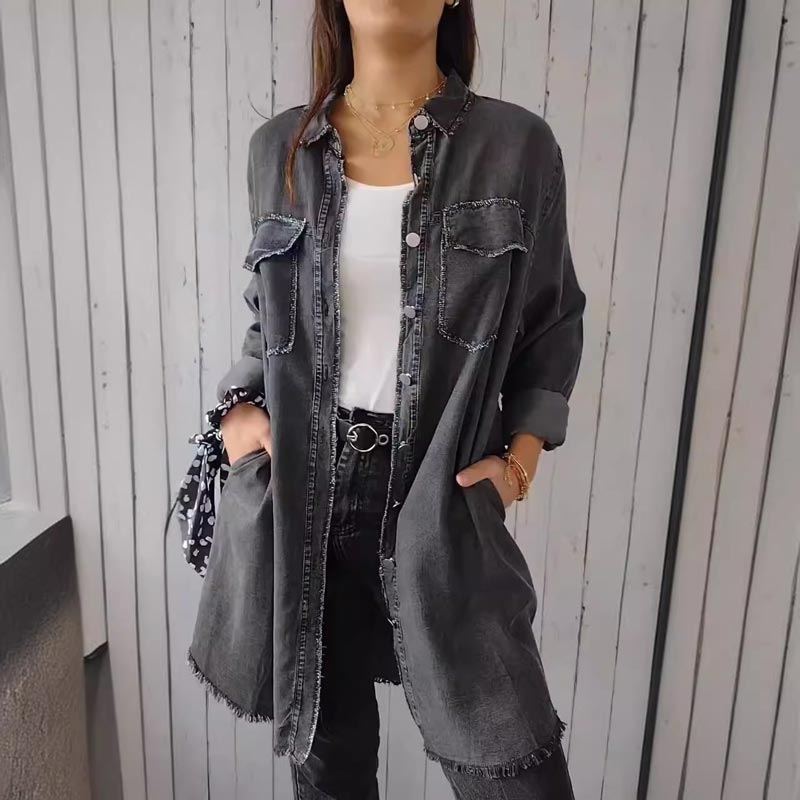 Dames Denim-Look Overhemdjurk Met Zakken – Lente, Zomer En Casual Citylooks