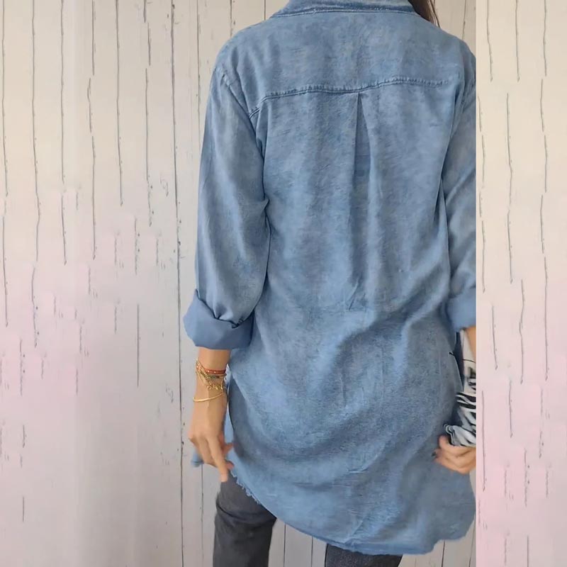 Dames Denim-Look Overhemdjurk Met Zakken – Lente, Zomer En Casual Citylooks