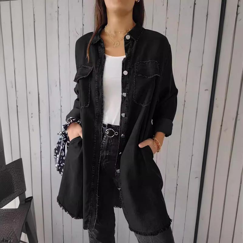 Dames Denim-Look Overhemdjurk Met Zakken – Lente, Zomer En Casual Citylooks