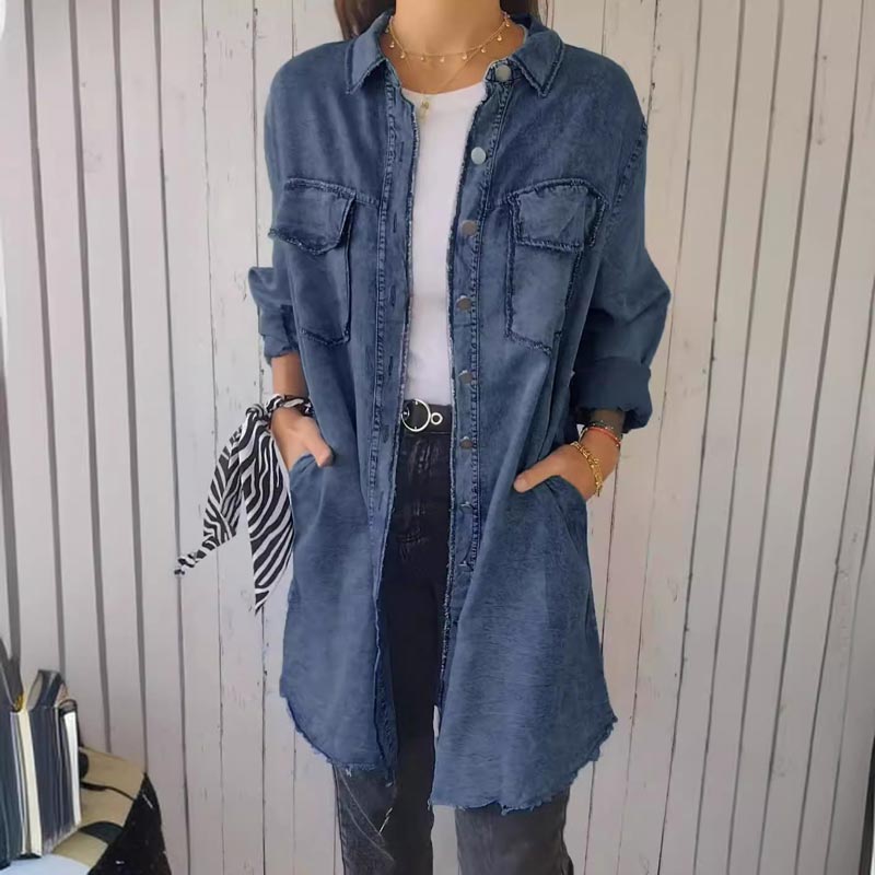 Dames Denim-Look Overhemdjurk Met Zakken – Lente, Zomer En Casual Citylooks