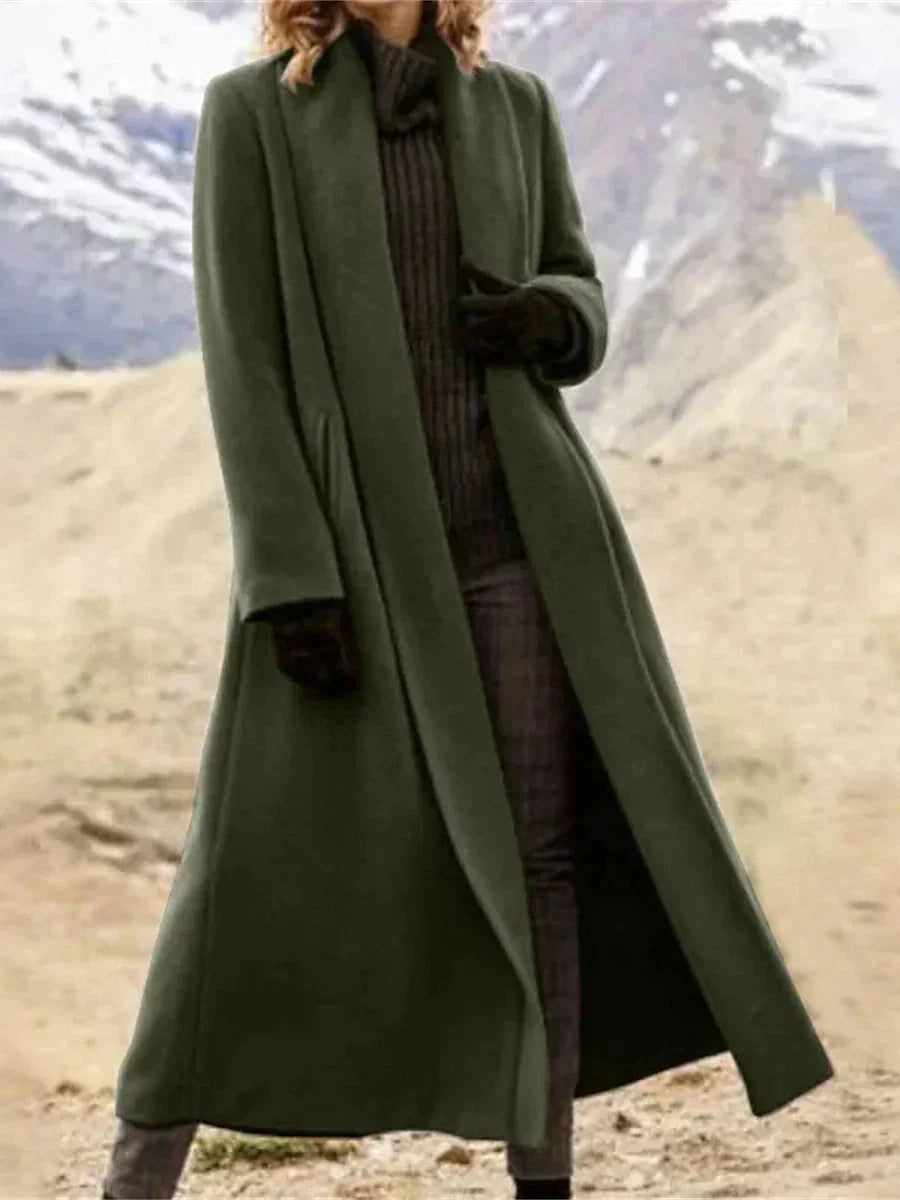 Lange Damesmantel Met Slanke Pasvorm – Elegant En Warm Voor Herfst En Winter