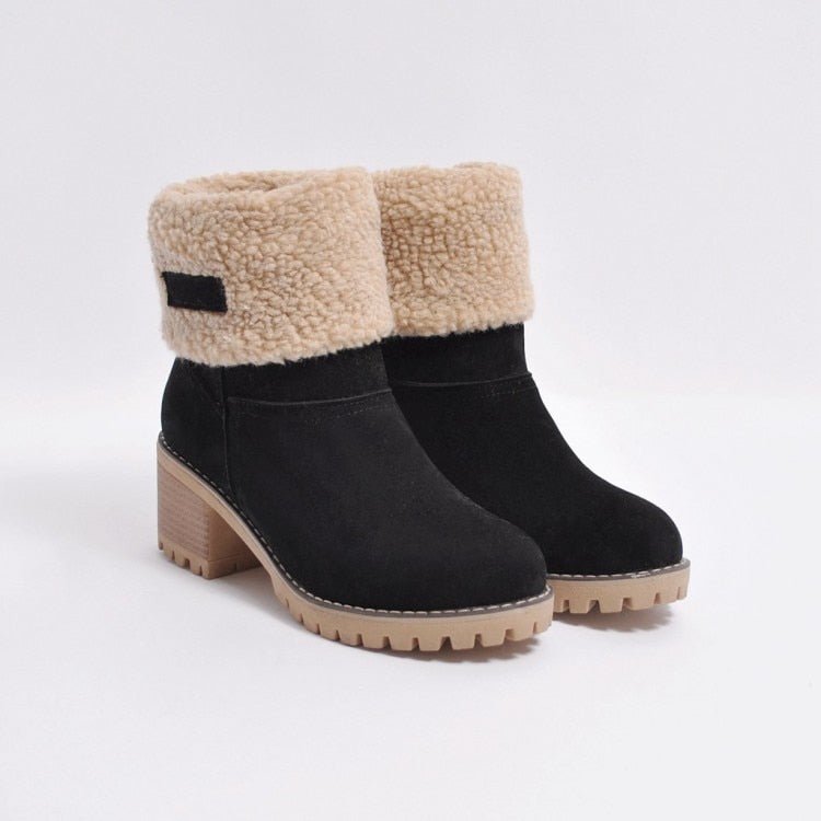 Dames Winterlaars Met Hak & Imitatiebont