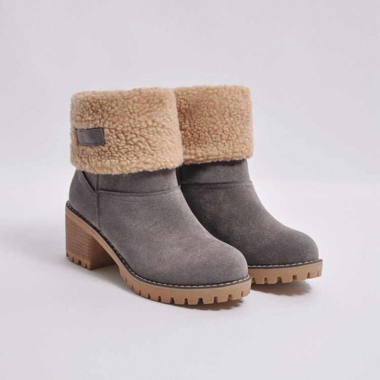 Dames Winterlaars Met Hak & Imitatiebont